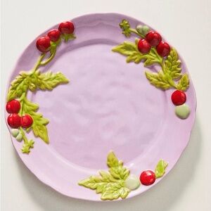 Anthropologie Foster Icon Stoneware Dessert Plate with a Garden Tomato pattern